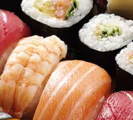 close-up of sushi
