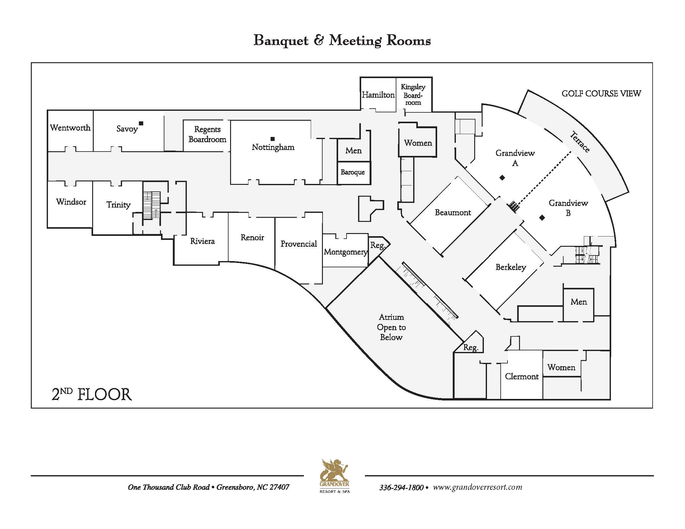 Grandover Second Floor Meeting Spaces Floor Plan