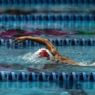 close-up of swimmer in pool