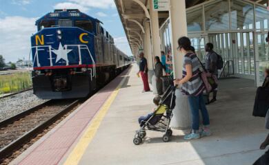 people at the train station