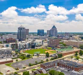 aerial view of downtown Greensboro