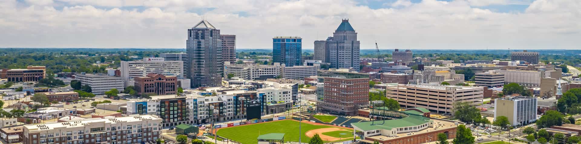 aerial view of downtown Greensboro