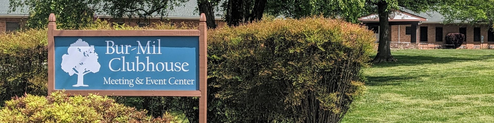 close-up of sign for the clubhouse/conference center