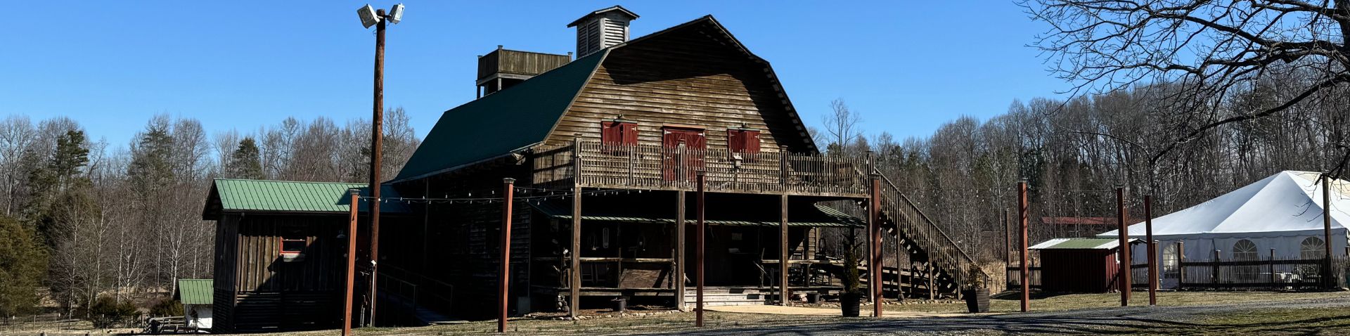 exterior of the barn & balcony