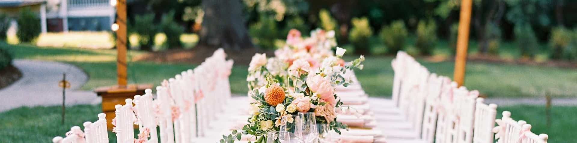 table set up for event in scenic yard