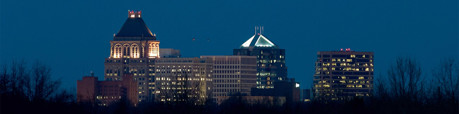 Greensboro skyline at night