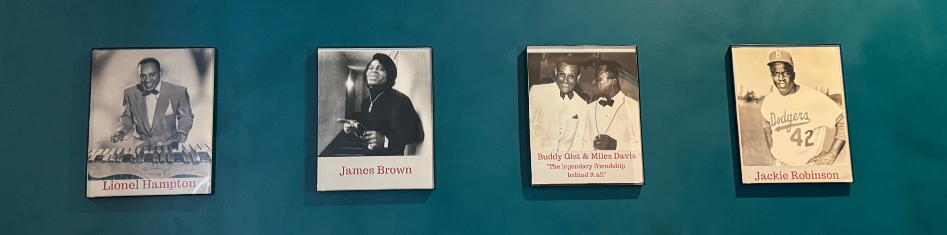 close-up of pictures of famous people who have stayed there