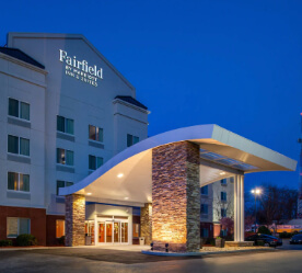 Inn entrance at night