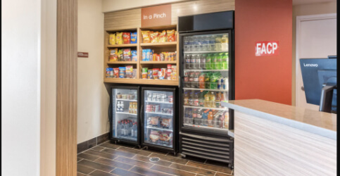 front desk with snack shop