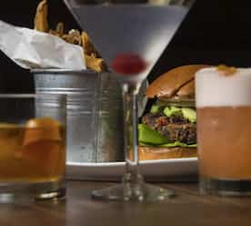 food and drink set up on table