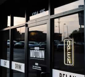 the entrance and door leading into restaurant