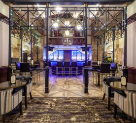 bar area with accent lighting
