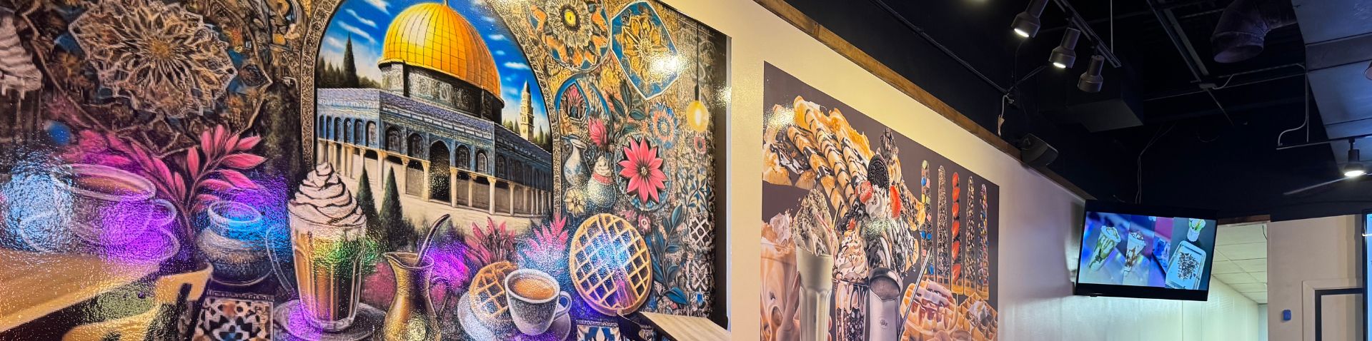 close-up of wall murals