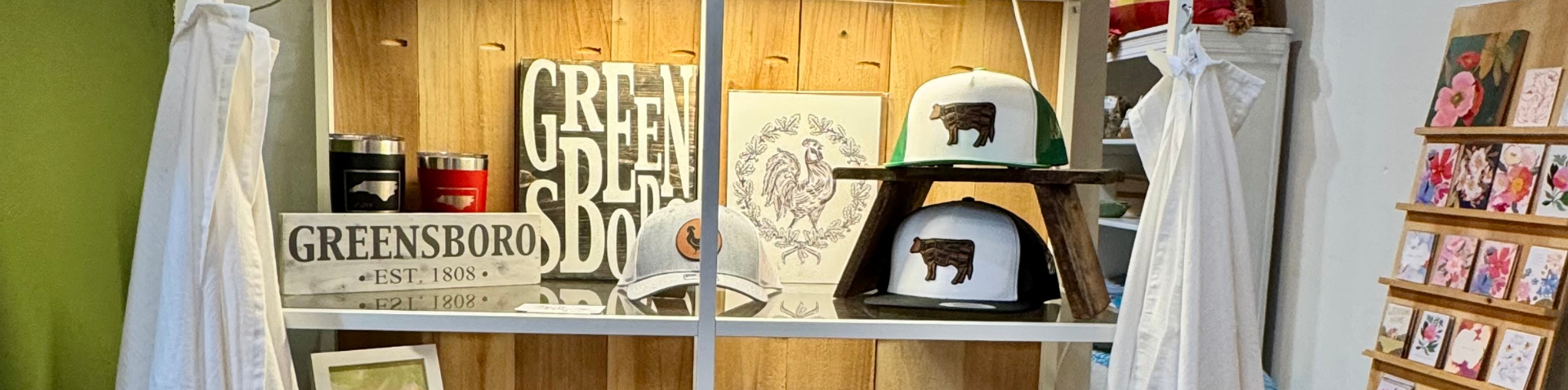 close-up of Greensboro decor