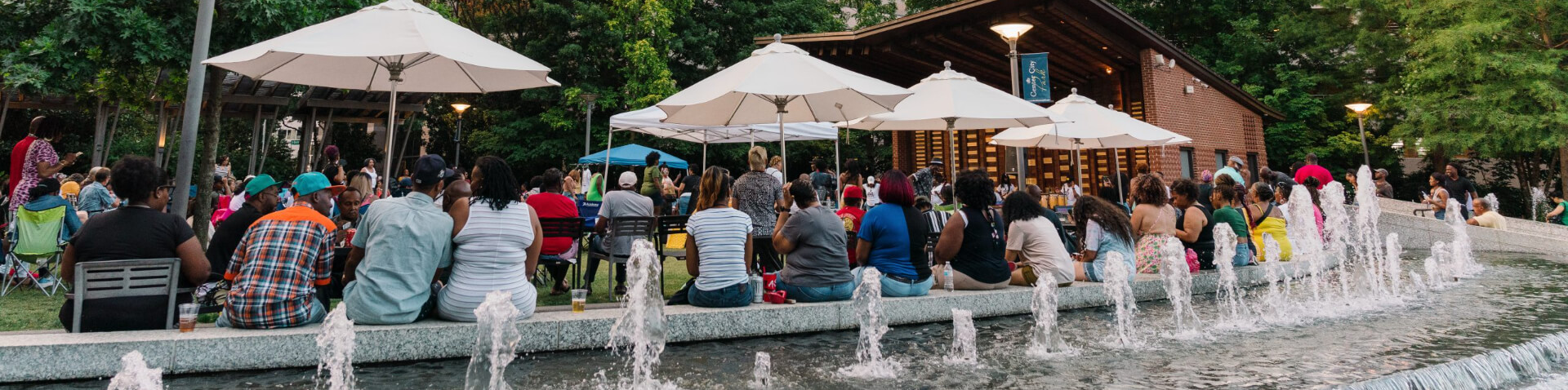 audience and stage in the park