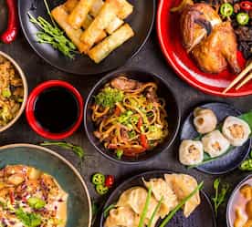 an assortment of authentic Chinese dishes