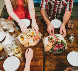 people eating together