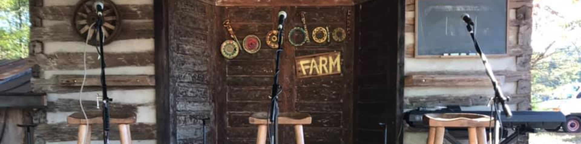 stage built on a farm shack