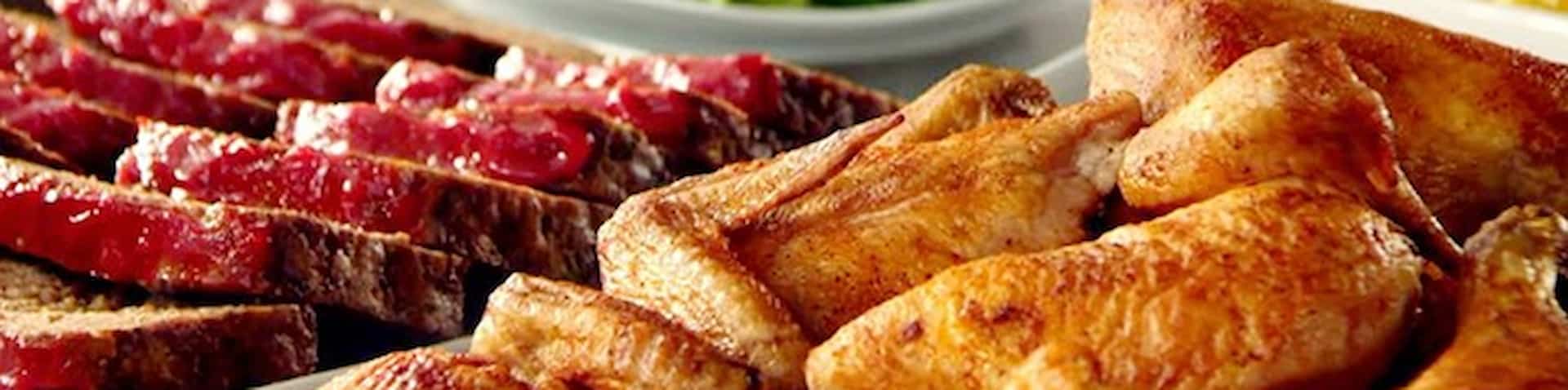 assortment of buffet dishes served