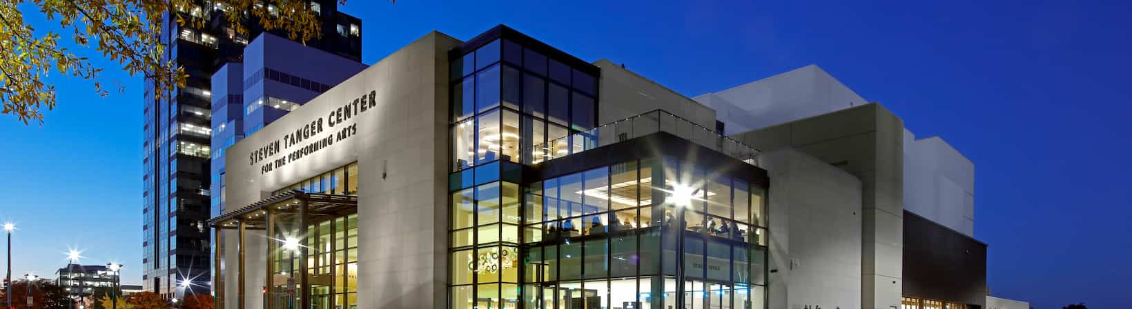 The exterior of The Steven Tanger Center for the Performing Arts