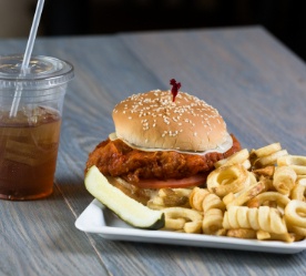 Chicken sandwich and fries