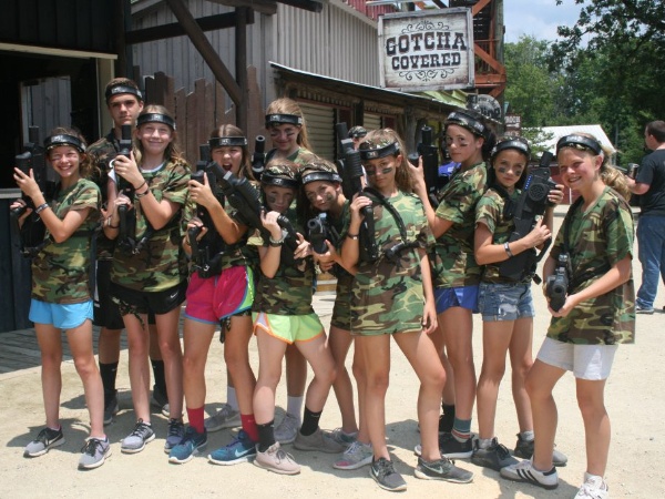 kids dressed in camo ready to play laser tag