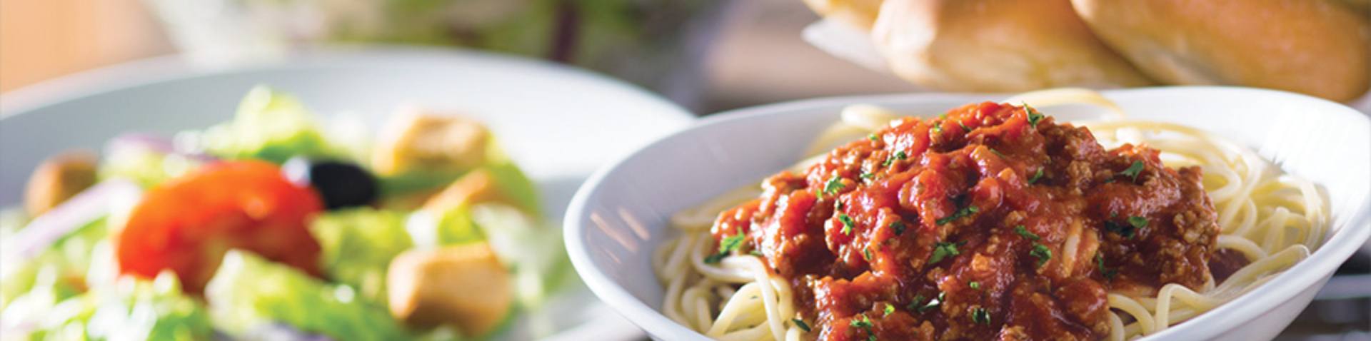 Spaghetti and salad