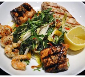 Shrimp and salad