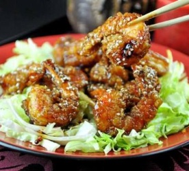fried shrimp and salad