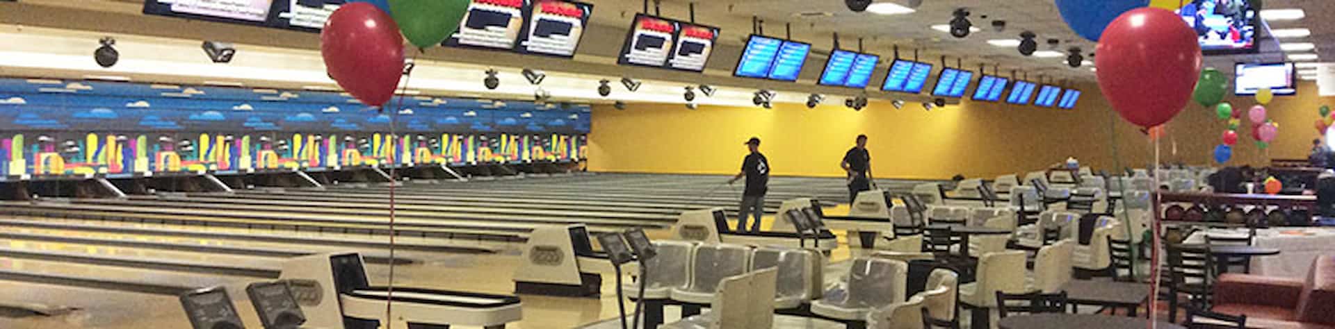 bowling lanes and seating