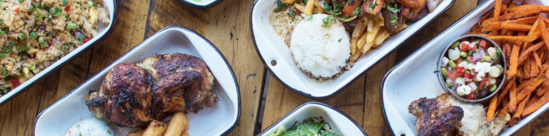 meals with rice, chicken and french fries