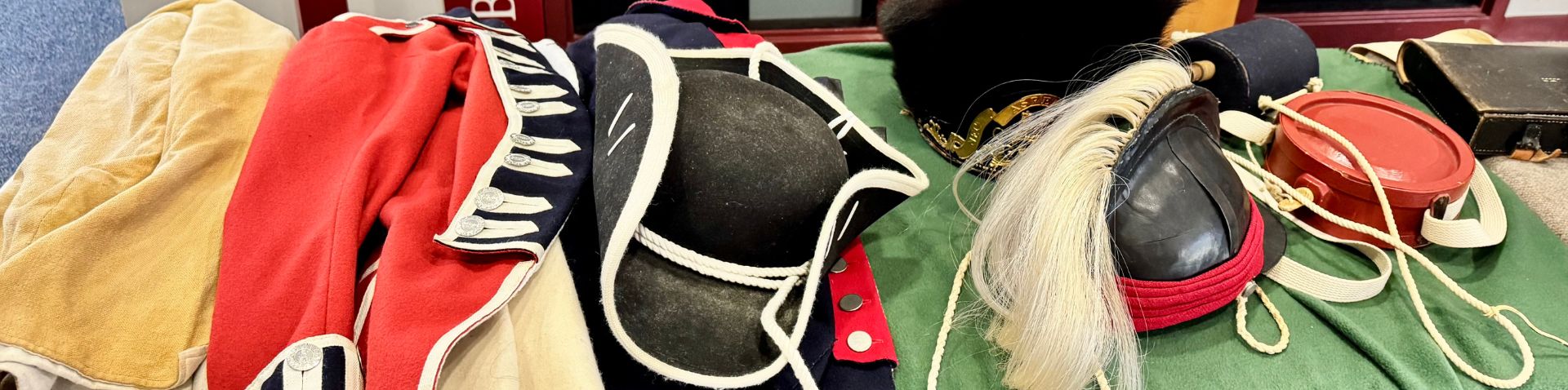 close-up of soldier uniforms from war