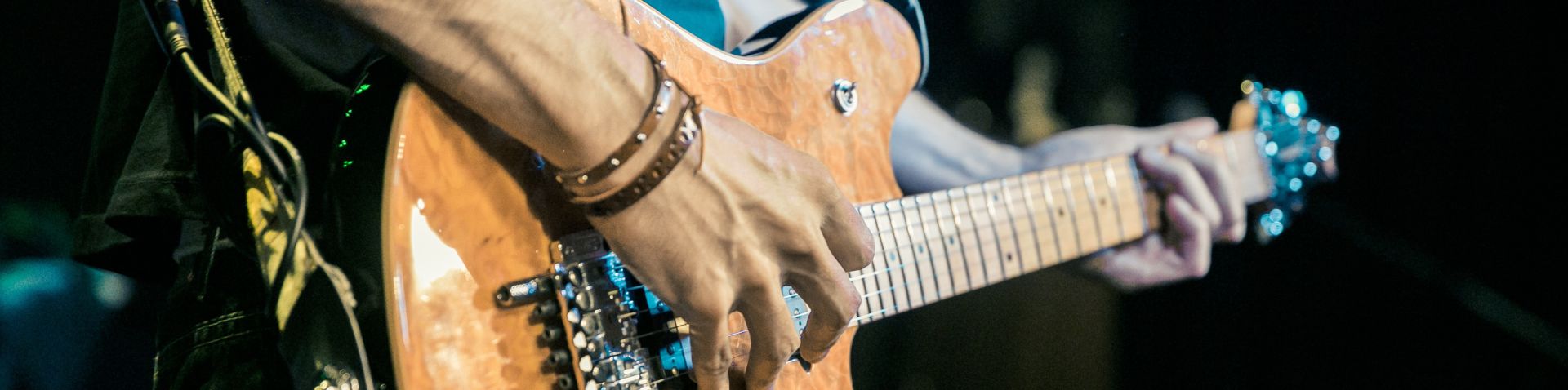 close-up of electric guitar