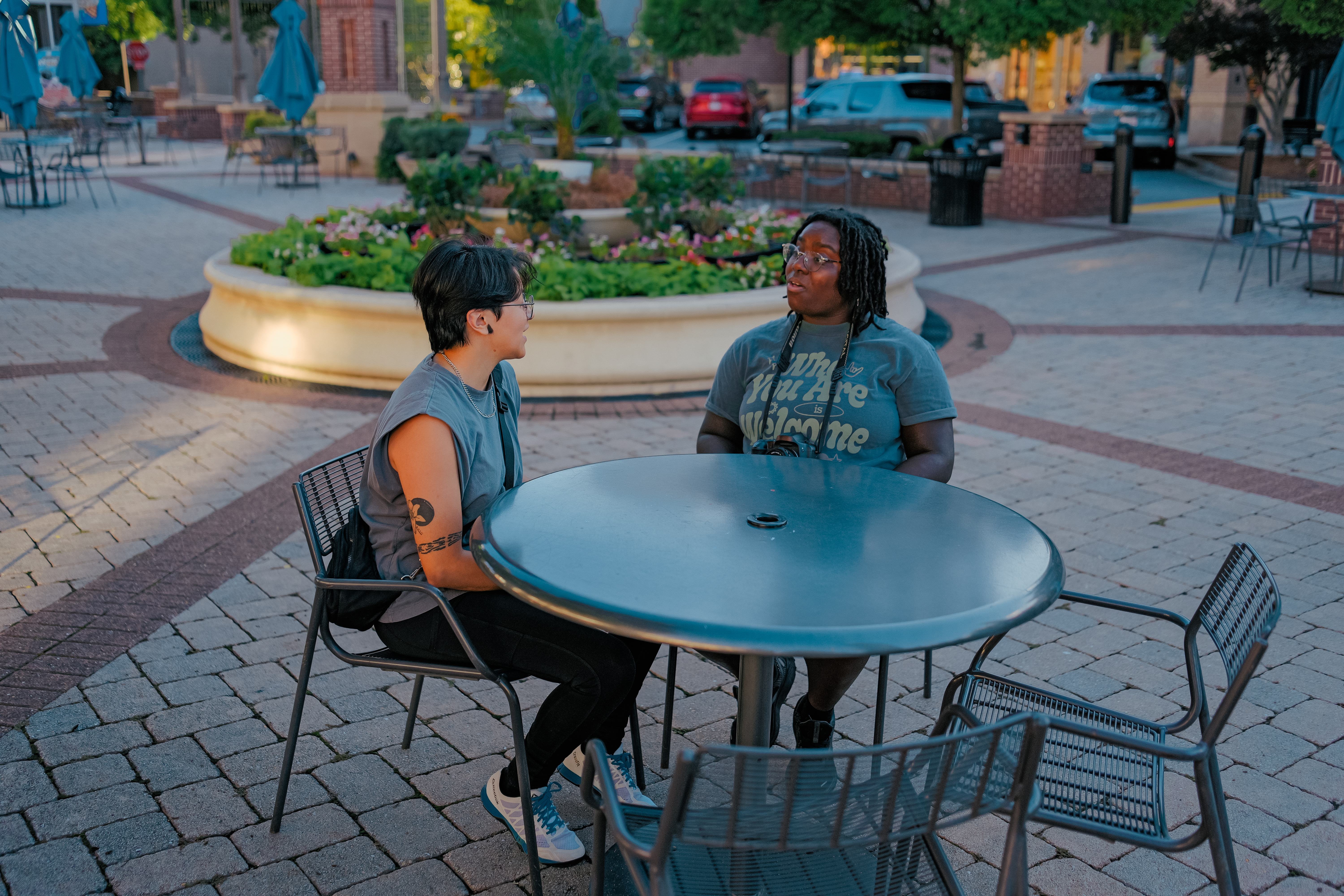 Two people sitting at a table