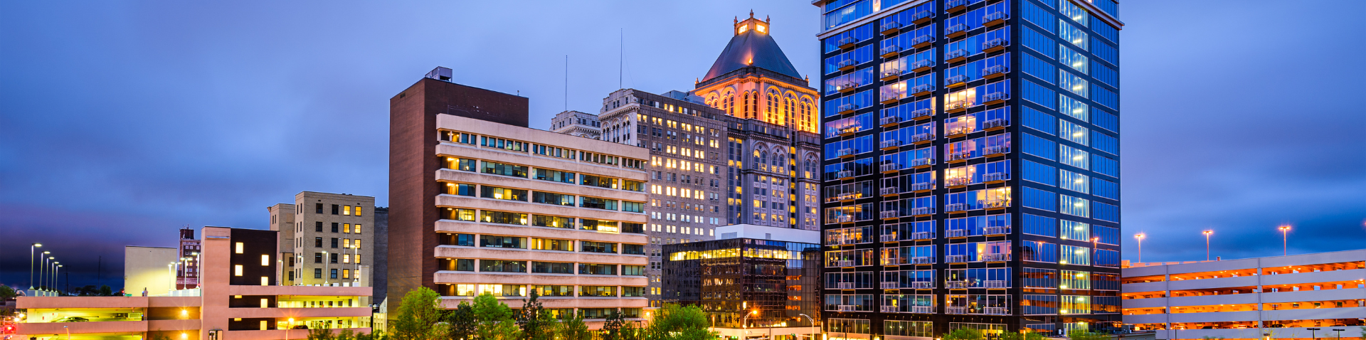 Greensboro city skyline