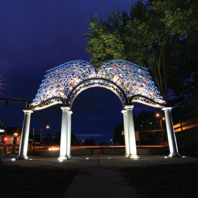 monument on downtown greenway